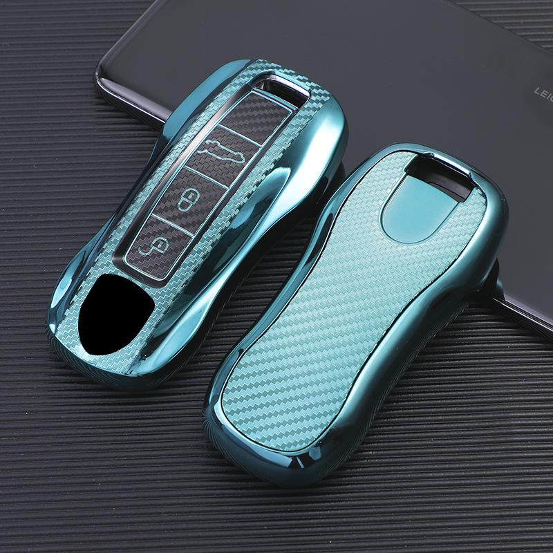 Корпус ключа Porsche для Macan, Cayenne, 718, Panamera - Модификация крышки ключа и цепочки зелёный