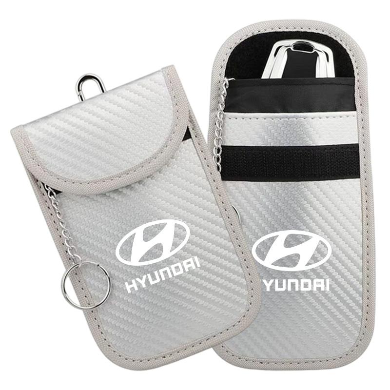 Hyundai Logo Car Key Pouch Signal-blocking Faraday Bag Key Case Anti-theft Car Key Storage Organizer with Wear Resistant Materia