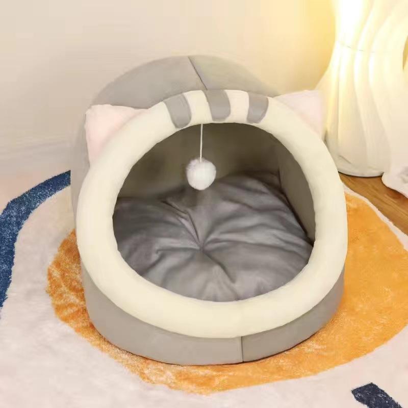 Haustierstreu Katzenstreu Winter warm Hundehütte vier Jahreszeiten universell Katzenhaus halbgeschlossen Katzenbett Haus warm