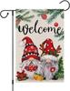 Christmas Gnome Garden Ag Double Sided 12x18 Inch Vertical, Burlap Small Welcome Xmas for Winter Christmas Holiday Outdoor PPZ