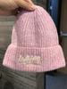 Winter Knitted Hat For Women With Embroidered Letters Fashionable Warmth For Cold Season