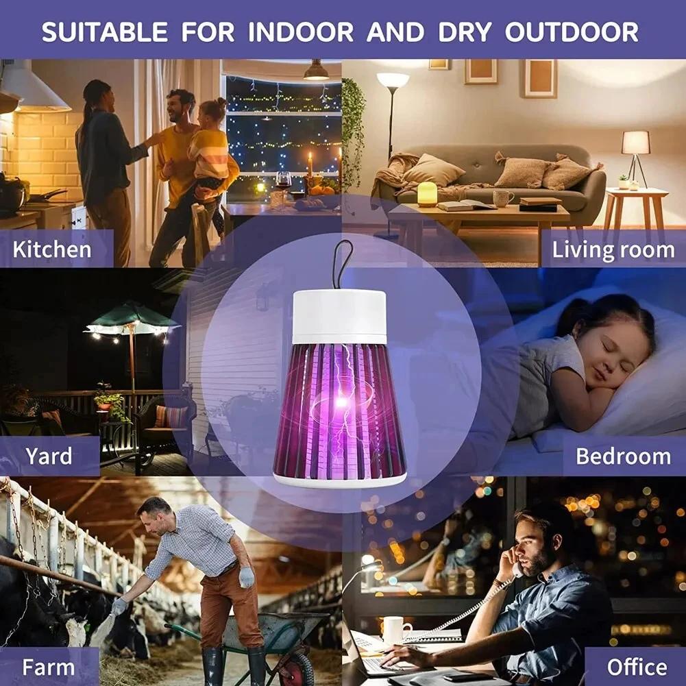 UV-Licht Elektrischer Mückenvernichter Insektenvernichter Wasserdicht Insektenfalle Tragbar für Schlafzimmer Terrasse Camping Outdoor Schädlingsbekämpfung