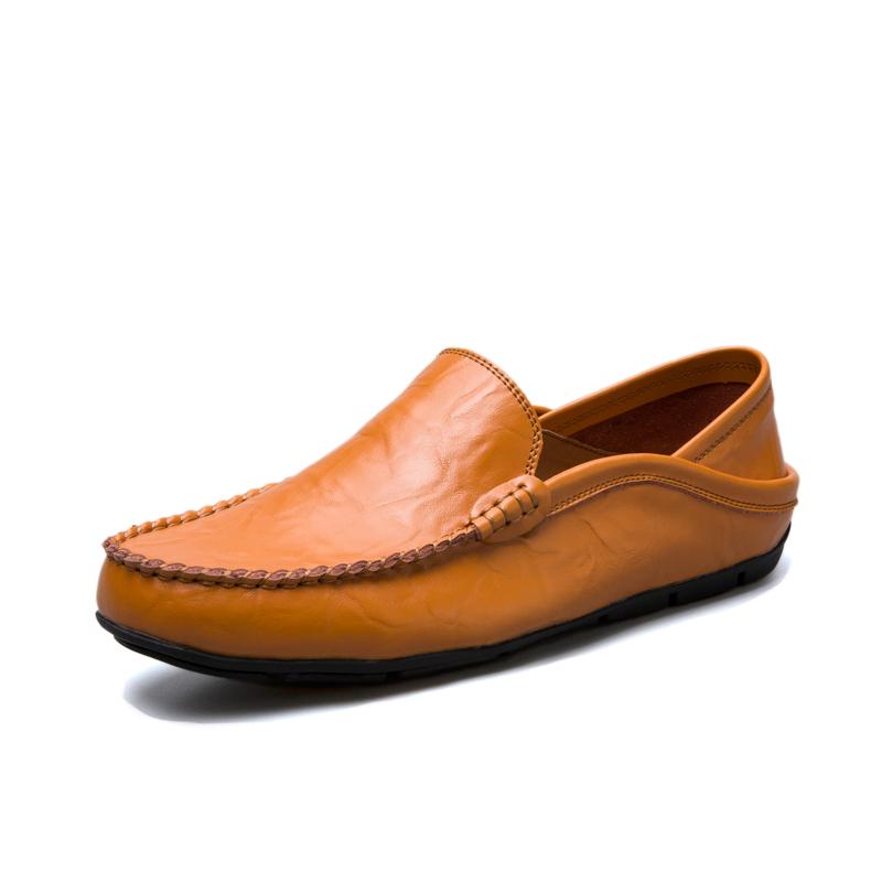 Fashion Men Casual Shoes Genuine Leather Luxury Brand Breathable Slip on Black Driving Shoes Soft Men Loafers Moccasins Plus Size 37-47