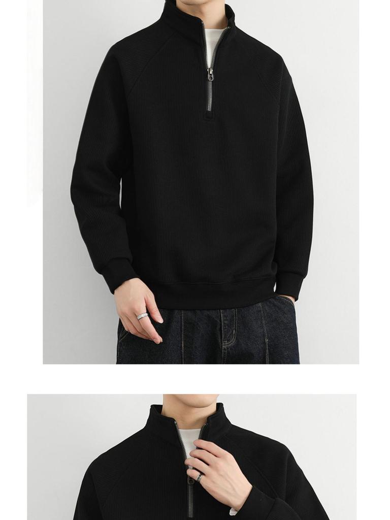 Herbst Neuankunft Übergröße Herren Stehkragen Übergroßer Cardigan Hoodie Jacke mit Lässiger Stimmung
