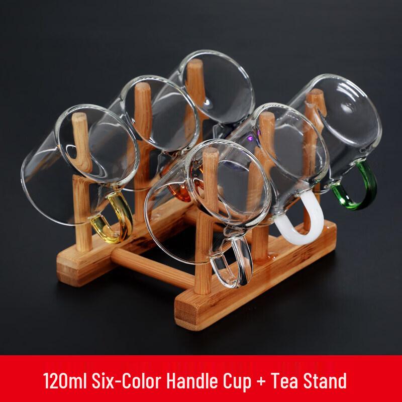 Heat-Resistant Glass Kung Fu Teacups Set with Handles (6-Pack)