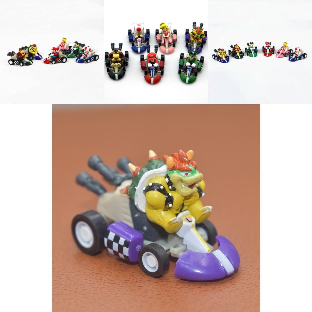 Super Mario Bros Kart Pull Back Car Action Figure Set 6 Pcs Colorful Collectibles