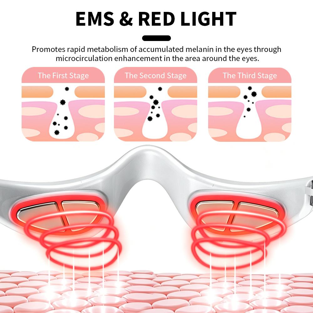 3D Glasses Style Eye Massager Microcurrent & Red Light Therapy Under Eye Lifting Massager for Dark Circles bPuffiness Wrinkles Rechargeable Portable