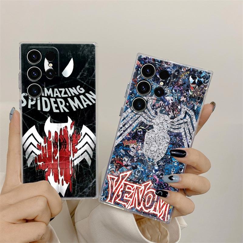 Funda Transparente Marvel Spiderman Venom S26 Para Samsung Galaxy S26 S25 Ultra S24 S22 S26 Plus S20 S23 S21 S25 FE 5G Cubierta Transparente