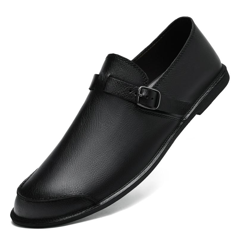 New Designer Loafers for Men Solid Color Casual Shoes Genuine Leather Slip on Flats Fashion Male Business Shoes Driving Footwear