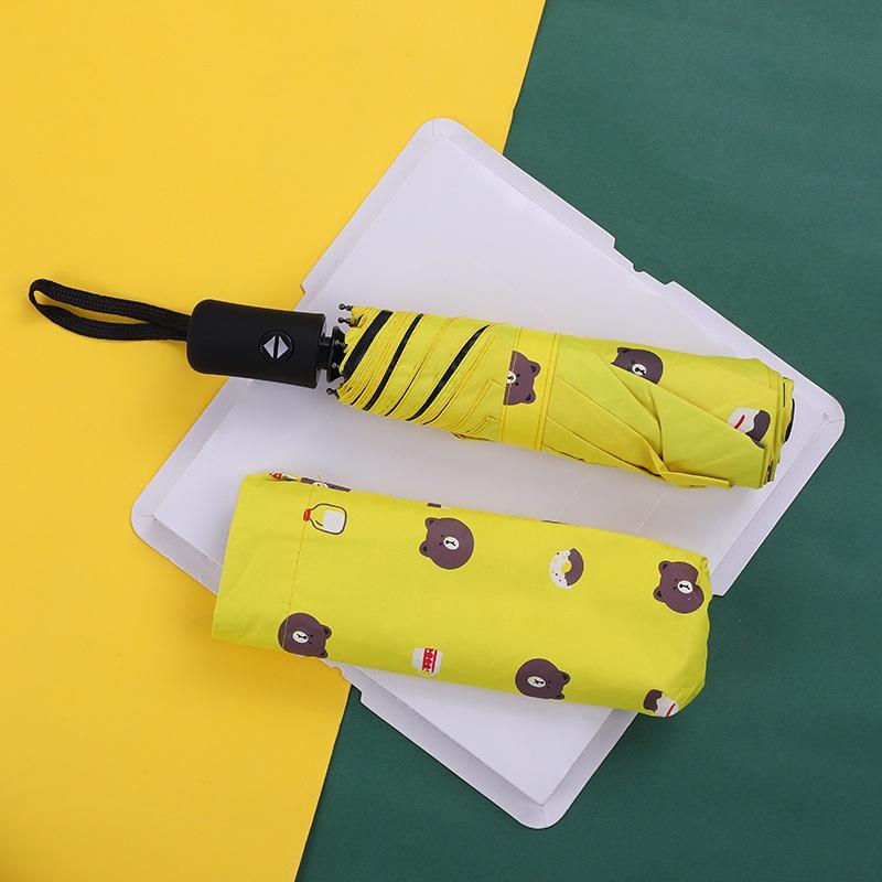 Full Automatic Sunshade Black Glue Sunscreen Umbrella Female Sunny and Rainy Automatic Umbrella Cartoon Sunshade