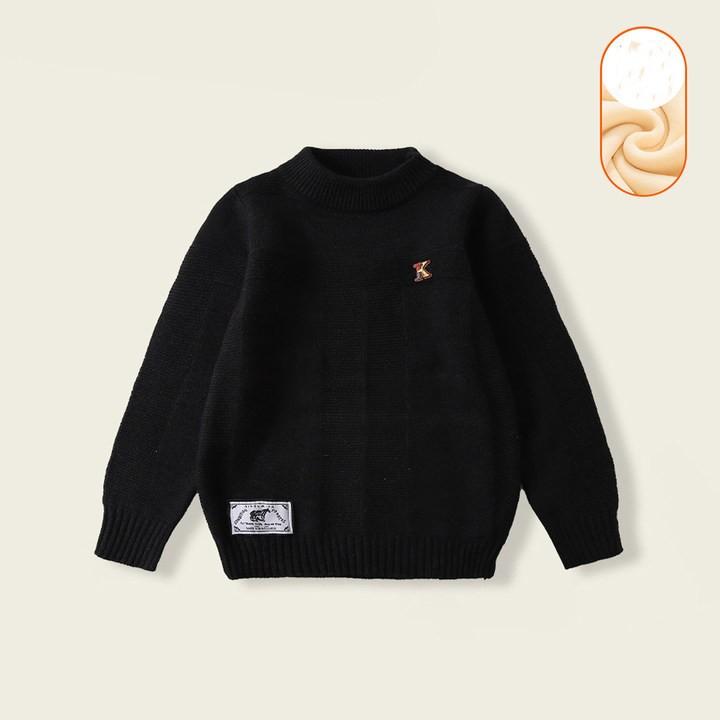 Boys Spring and Autumn Solid Color Round Neck Bottom Shirt Knitted Sweater