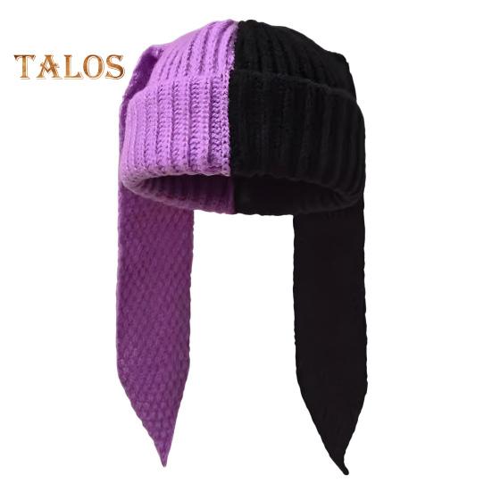 Зимняя вязаная шапка с длинным декором в виде заячьих ушей — фото 18