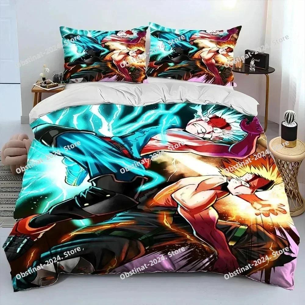 Anime My Hero Academia Izuku Deku Bedding Set Printed Set Duvet Cover Sheet Pillowcase Bed Full Quilt Cover Soft Queen King Size