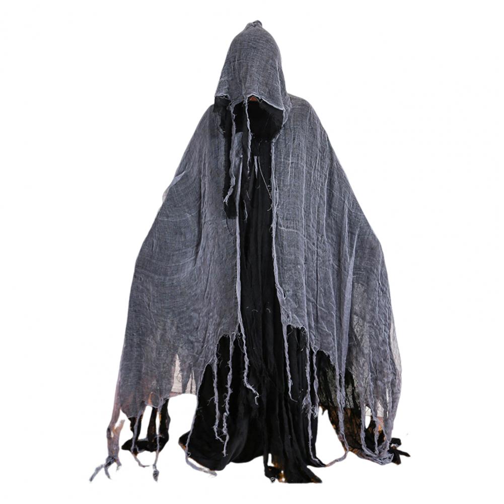 

Halloween Party Cape Halloween Cloak with Mesh Decoration Halloween Cloak Costume for Men Women Grim Reaper Hooded Cape чорний колір сірий