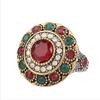 Ring Agate Red Resin Crystal Beads Round Multicolor