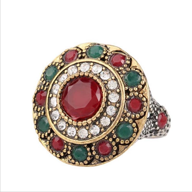 Ring Agate Red Resin Crystal Beads Round Multicolor