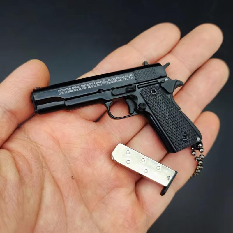 2026 New Mini 1:3 Full Metal 1911 Gun Model Toy Keychain Pendant Removable Decompression Gadget for Men Gift Desk Decoration