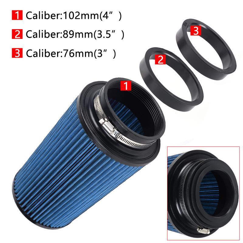 RASTP-Universal 3" 3.5" 4" Car High Flow Cold Air Intake Air Filter Conical Washable Air Filters For Race Car 10.6" Tall OFI141