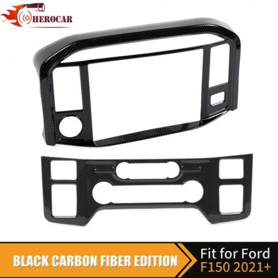 Carbon Fiber Central Control Panel Cover AC+Navigation Tirm for Ford F150 +