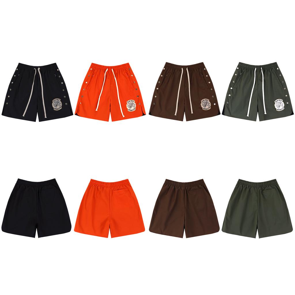 Herren Streetwear Shorts Saint Print Druckknopf Seitenkordelzug Lässige Shorts