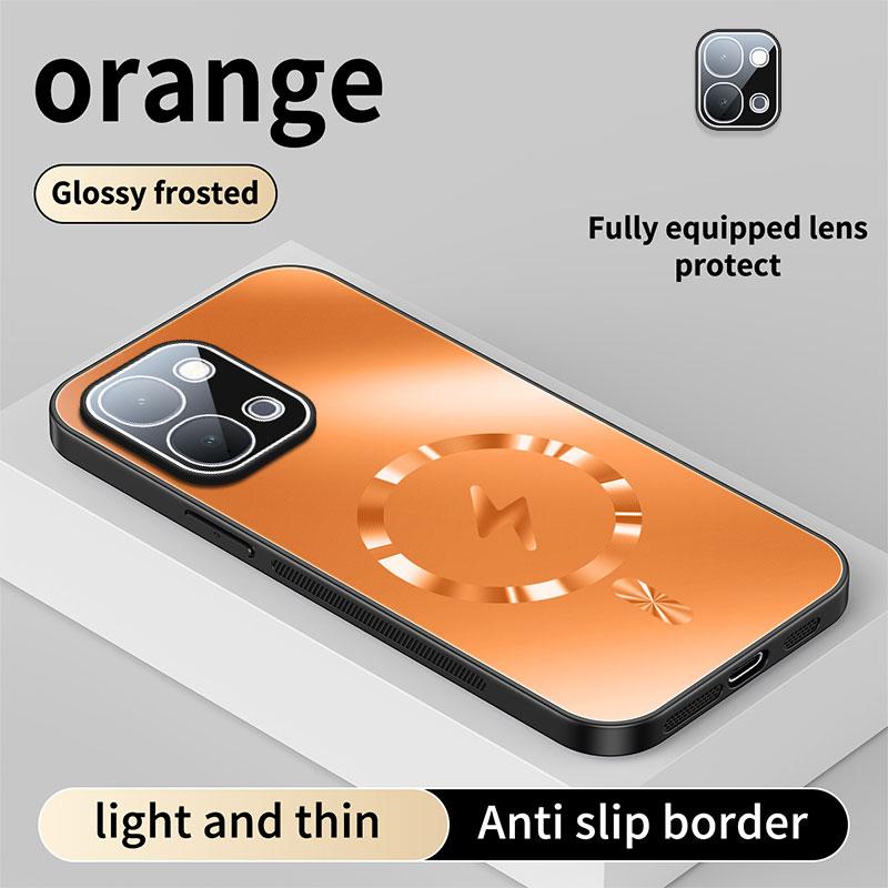 For OPPO A6 Pro Case Integrated Magnetic Light-absorbing Fashion Ice Image Frosted Surface Shock Absorption Box