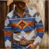 Men's Geometric Pattern Printed Long Sleeve Shirts Casual Cardigan New Button Holiday Fashion Shirts