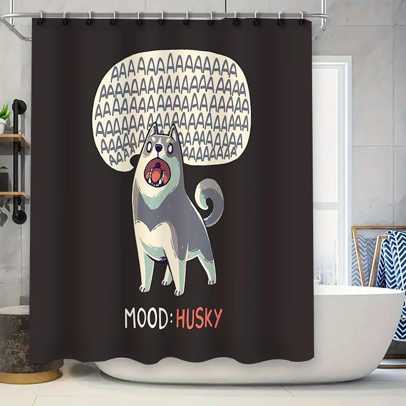 

Husky Dog Shower Curtain Waterproof Cute Siberian Husky Bathroom Decor Washable Fabric Modern Home Pet Lover Gift W60H190(CM)-1 Pcs