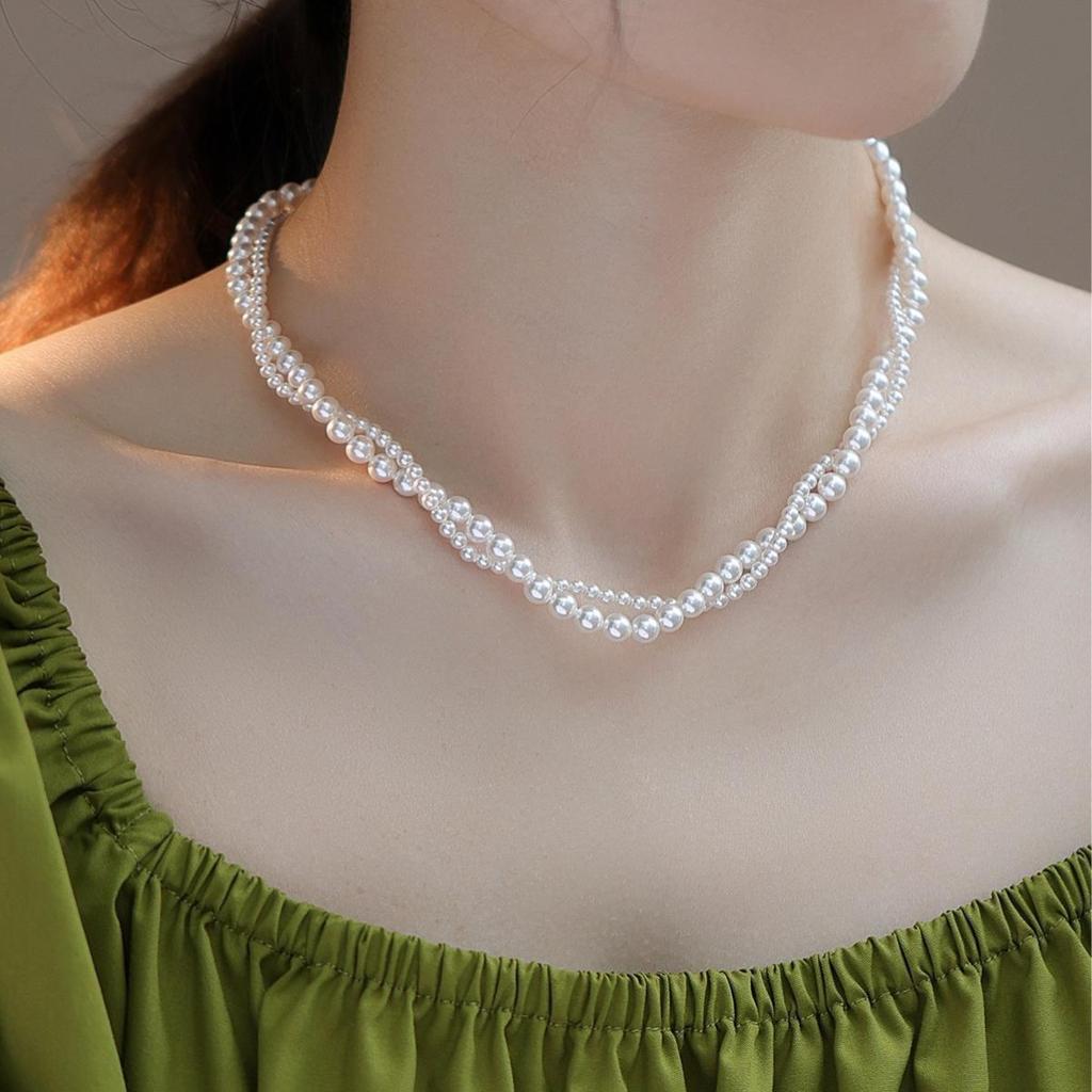 Simple and elegant versatile cream white necklace Perfectly round and bright baby Zhushijia Pearl14K Gold-plated necklace
