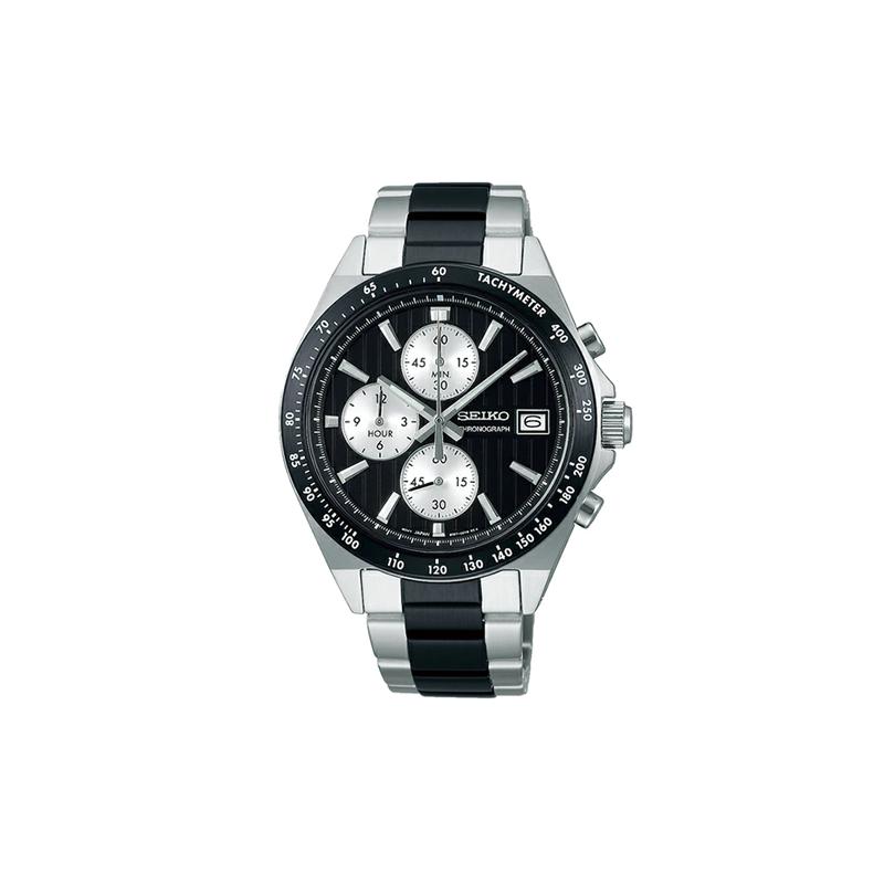 SEIKO Selection  S  series life waterproof Quartz Steel Strap men s watch black dial SBTR043 чёрный