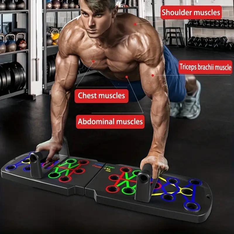 Portable Multifunctional Push-up Board Set With Handles Foldable Fitness Equipment For Chest Abdomen Arms And Back Training