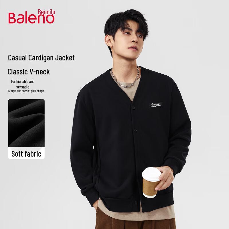 Baleno Men's V-Neck Letter Print Knit Cardigan