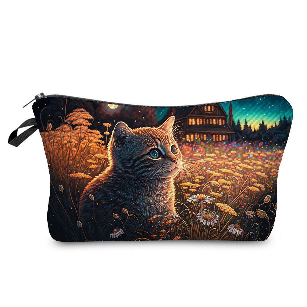 Women Cat Print Cosmetic Bag Toiletries Organize Travel Storage Case 6772
