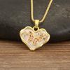 Nidin Hot Sale Flower/Butterfly Art Design Enamel Oil Drop Pearl Charm Pendant Necklace For Women Heart/Round Delicate Jewelry