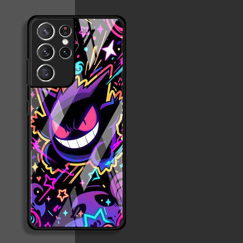 Anime Pokemon Gengar Luxury Phone Cover Glass Case for Samsung Galaxy S26 S25 Ultra S23+ S22 S25+ S21 S24+ S20 FE S23 Plus S24