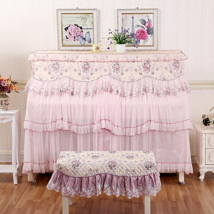 Beautiful and Dustproof Piano Cover for Household Use Small Fresh Lace Fabric Cover Playing The Piano At Home Without Taking It
