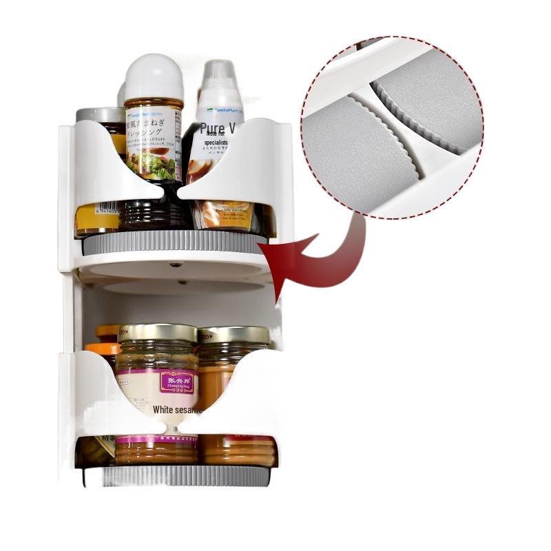 Rotatable Kitchen Corner Storage Rack for Seasonings and Condiments