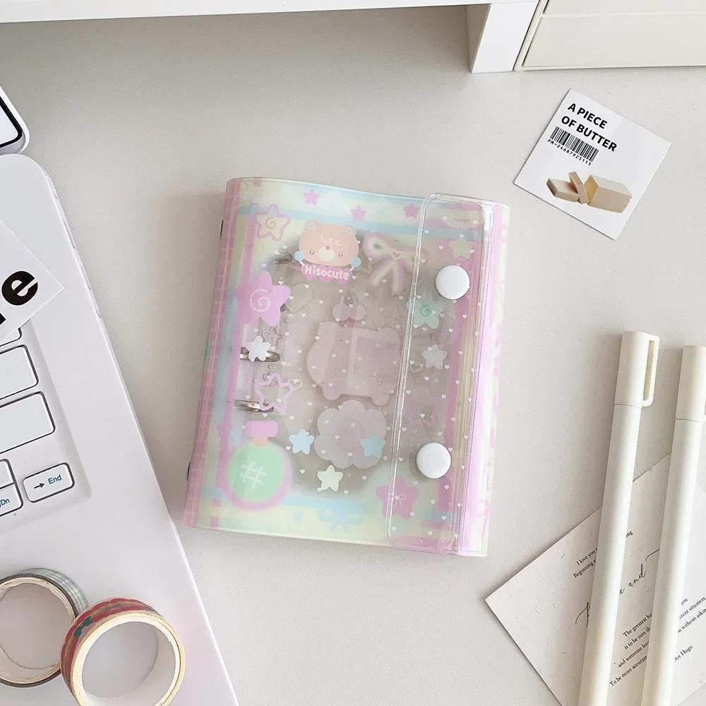 Cartoon Transparent Binder Double Buckle Photo Storage Book New Yearly Daily Weekly Notepad