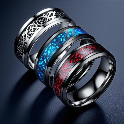 Ring aus Titanstahl im europäischen und amerikanischen Stil mit Drachenmuster - Langlebiger, farbechter Edelstahlschmuck