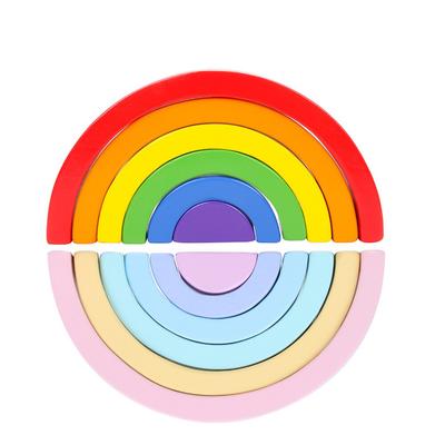 Wooden Rainbow Toys Children Wooden Blocks Toy Kids Montessori Educational Creative Didactical Games