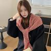 Elegant Triangle Striped Scarf Comfortable Knit Wool Scarf Decorative Neck Warmer  Women