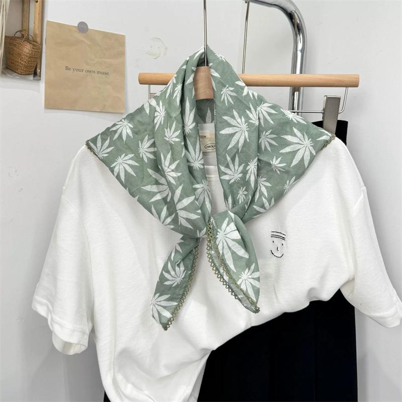 Vintage Square Floral Scarf Small Shawl Headscarf Korean Style Neck Protection Scarf