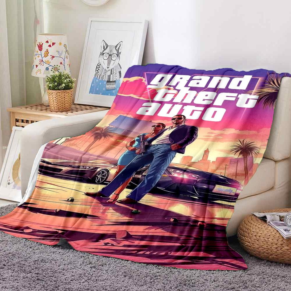 Gta V Cover Flannel Blanket Throw Blanket Soft Warm Sofa Bed Camping Home Decor Unique Christmas Gift C9211787