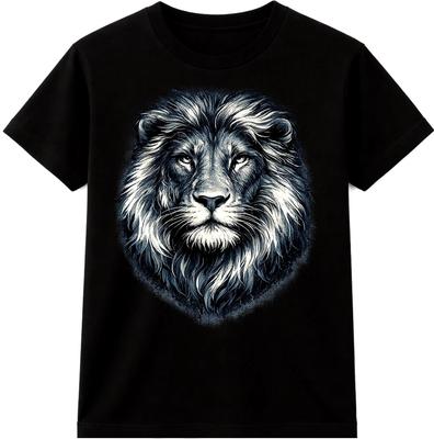 Lion Head T Shirt Majestic Wild Animal Graphic Tee Detailed Portrait Top