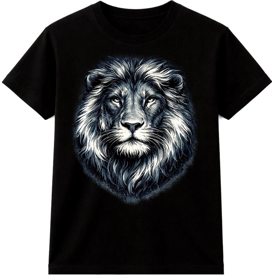Lion Head T Shirt Majestic Wild Animal Graphic Tee Detailed Portrait Top XXXL