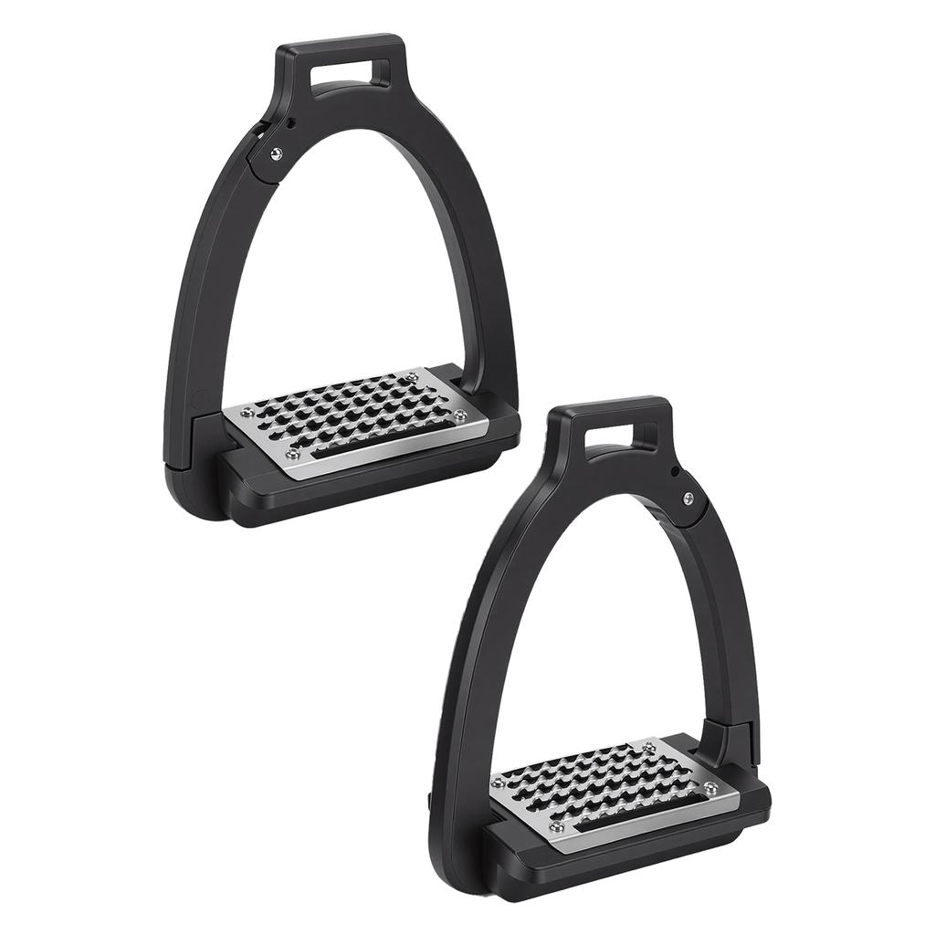 1 Pair Horse Stirrups Alloy Side Opening Safety Stirrup with Anti Slip Pads for Training Practice