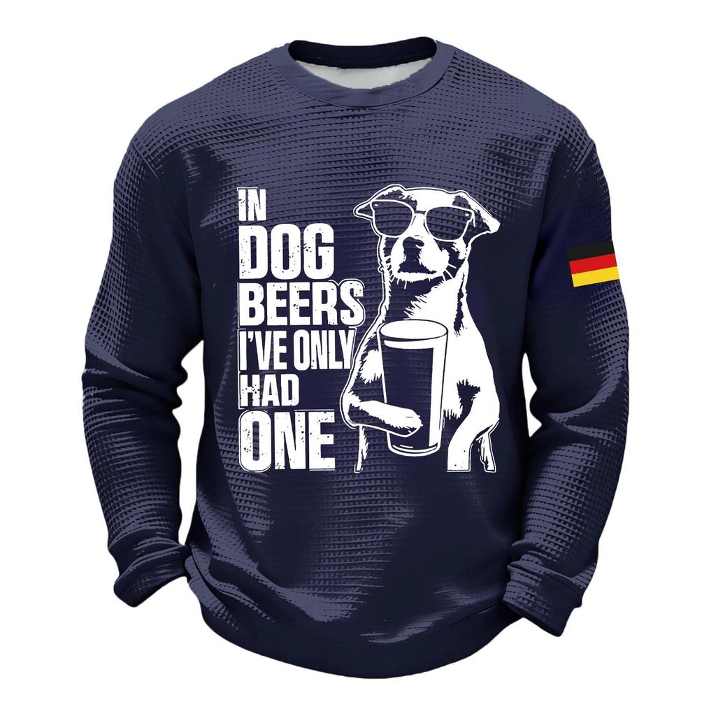 Men's Casual Loose Fit Crew Neck Sweatshirt with Graphic Print Long Sleeve Comfortable Pullover for Everyday Wear