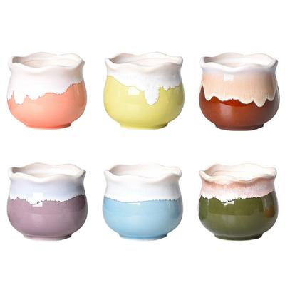 Koundeneko Sukkulenten-Set aus Keramik, 2 kleine Kakteen, stilvoller Tisch-Bonsai, Mini-Keramik, Heim-Shop, Zimmerpflanze, Einweihungsgeschenk für Pflanzen
