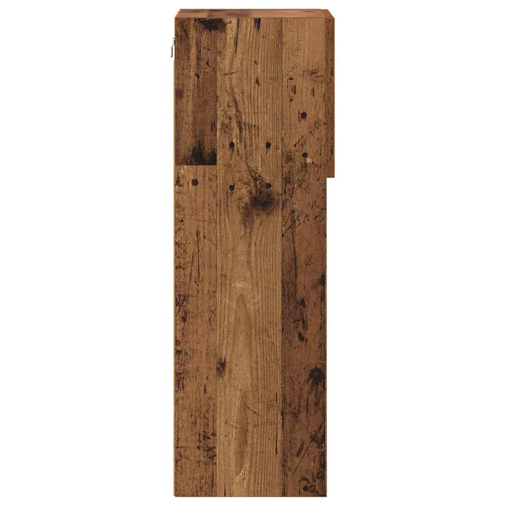 Wall Mounted TV Cabinet with LED Lights Reclaimed Wood Look 30.5 x 30 x 90 cm