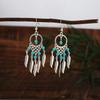 Ethnic Feather Tassel Dangle Earrings - Imitation Miao Silver Style, Popular Tourist Item, Cute Bean Design.