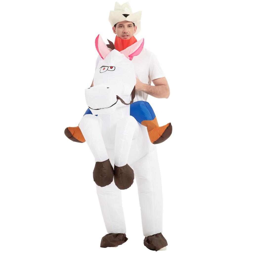 Aufblasbares Cowboy-Kostüm für Erwachsene & Kinder zum Reiten – Lustiger Festival-Performance-Anzug